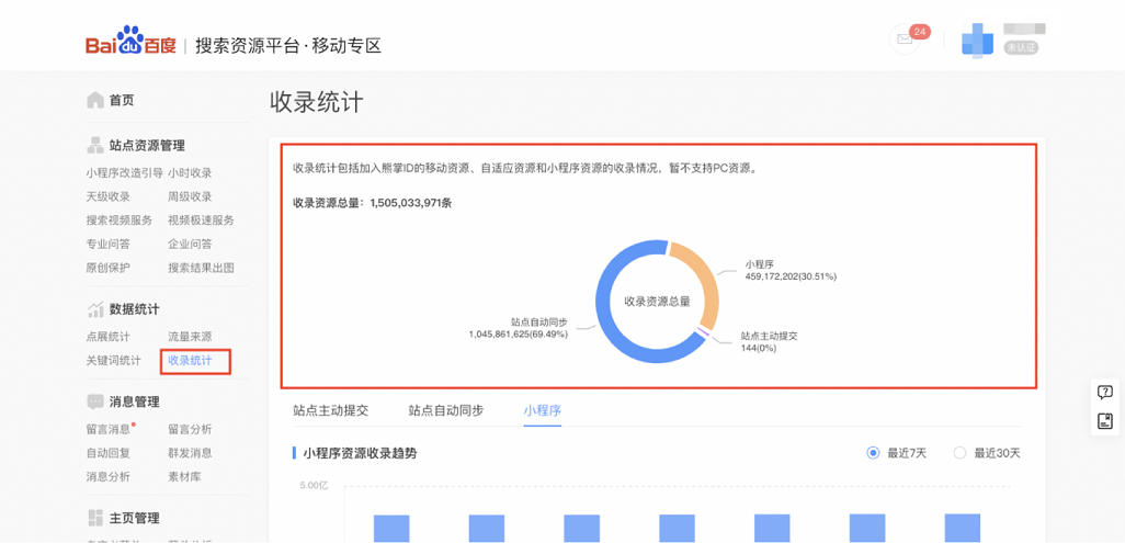 小程序资源数据统计上线公告